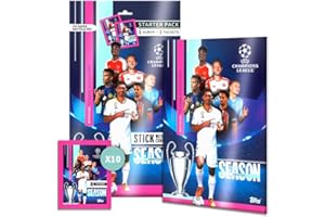 Topps UEFA Champions League Stickers 2023/24 - Kit de démarrage (Album de 80 Pages et 2 Paquets d'autocollants)