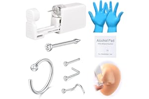 AVYRING 8Pcs Nose Piercing Kit - Painless Self Piercing Gun with 20G Nose Rings Studs