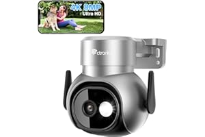 Ctronics 4K 8MP Camara Vigilancia WiFi Exterior con Spotlight, 2,4Ghz/5Ghz WiFi PTZ IP Camera Exterior con Detección Persona/Vehículo/Mascota Seguimiento Automático Visión Nocturna en Color 30m Silver