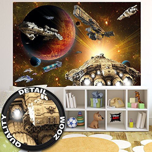 Fototapete Raumschiffe im Weltall Wand-dekoration - Wandbild Spaceships Poster-Motiv by GREAT ART (210 x 140 cm)