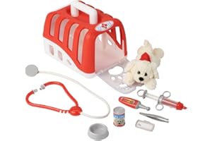 Theo Klein 4831 Walizka weterynarza | Z uroczym pieskiem | Zawiera stetoskop, strzykawkę, termometr i wiele więcej | Zabawki dla dzieci od 3. roku życia