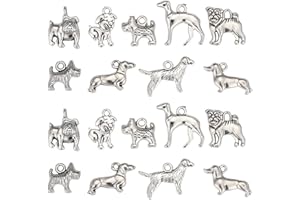 DanLingJewelry 45Pcs 9 Styles Animal Charms Pet Dog Bulldog Charms Pet Dangle Charms for DIY Jewellery Making