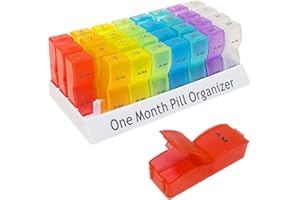 BOJIUSARL Pilulier mensuel 2 fois par jour,Organisateur de médicaments pour 31 jours avec 32 compartiments amovibles pour huile de poisson, vitamines, suppléments et médicaments
