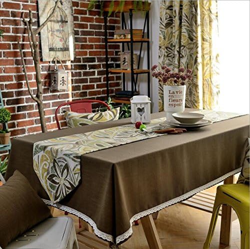 Linen tablecloth stain-resistant washable tablecover solid color 130x180CM khaki , 130*130cm