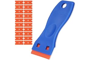 flintronic Keramisk glasskrapa, 1 st skrapa + 20 plastblad, glasugnsskrapa för kök och hem, lim, färg, dekaler, häll och ugn