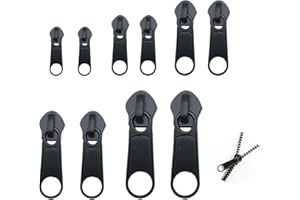 RAYKCE 10 Pcs Zipper Pull Replacement, Metal Fix Zip Puller, Universal Durable Zipper Slider for Sewing Coats Jacket/Jeans/Luggage/Backpacks, Detachable Extension & Fixing Pulls Rescue for Repair DIY Crafts