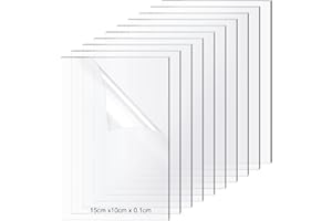 Eurtes 10 pièces 150 x 100 x 1 mm Plaque Acrylique Transparente, Feuille Plexiglass Transparent pour Remplacement de Verre, Projets DIY, Peinture, Affichage