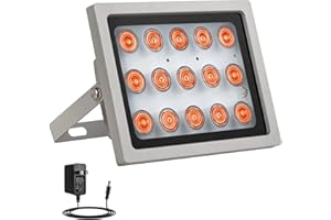 Lonnky Iluminador Infrarrojo 850 NM de 15 LED, Compatible con Cámaras IP, CCTV (Reolink RLC-410W) y VR (Quest, PS VR2), Mejora la Visión Nocturna, Incluye Fuente de Alimentación 12 V 1 A