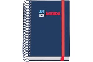 Dohe - Agenda Escolar 2024 2025 - Día por Página, Tamaño A6 (12x17 cm), Cierre Anillas y Goma, Español e Inglés, 4 Páginas de Pegatinas, Septiembre a Junio, Material Escolar - PRIME Select