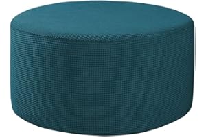 HOOWARM Velvet Ottoman Slipcovers /Cover ，Round Stretch Footstool Cover, With Elastic Bottom ， Modern Dustproof Foot Stool Covers Removable Washable Large Anti-Slip Pouffe Cover ( Color : A22 , Size : 50-58cm