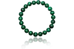 Unique Gems Pulsera de perlas malaquita Ø 6mm Pulsera energética para la niños elástico 13cm a 15cm