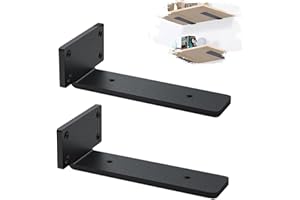 MLOQI 2 Pack Scaffold Board Shelf Brackets Heavy Duty, Floating Shelf Bracket, 5mm Thick Wall Brackets for Shelves (6 inches)