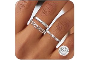 Maynor 3 Stück Ringe Silber 925 Damen Ring Frauen Cubic Zirkonia Verlobungsring Damen Verstellbare Statement Ring Damen Stapelbare Daumenring Fingerring Set Schmuck