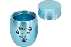 NRAMWELL Pet Urns for Ashes, Pet Memorial Urn Stainless Steel, Mini Urns for Ashes Blue, Small Animal Urns for Ashes, Memorial Ashes Holder for Dogs, Cats, Birds, Rabbits, Hamsters