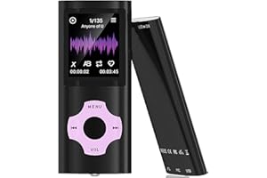 FDKENE Lecteur MP3/MP4 avec Bluetooth 5.2, lecteur de musique avec carte mémoire de 32 Go, écran couleur TFT, avec vidéo, radio FM, visionneuse de photos, lecteur e-book, enregistrement vocal