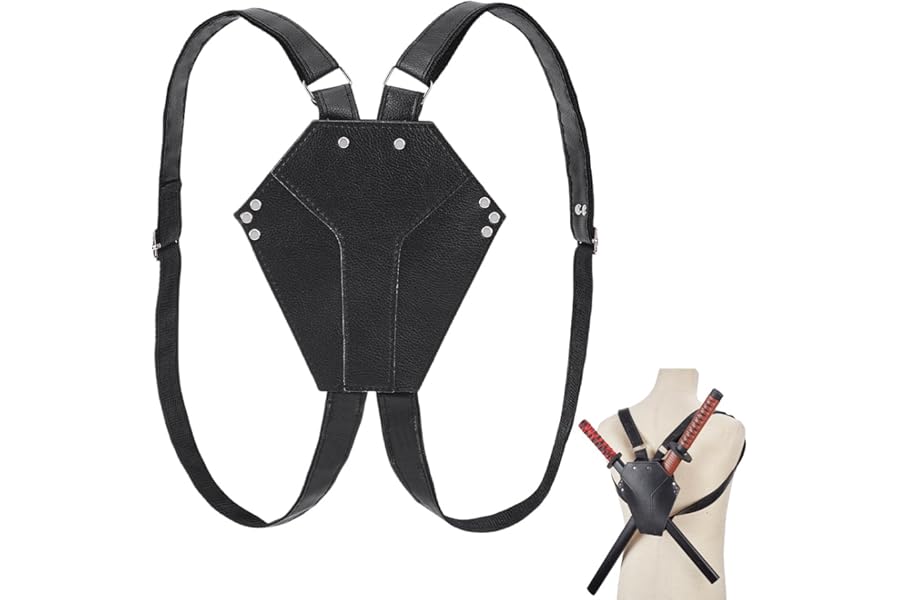 NBEADS Sword Back Holder, Black Sword Bag Katana Sword Belt Adjustable Sword Frog and Katana Back Holster Medieval Katana Belt for Cosplay Party Ninja Hero Cosplay Anime Costumes