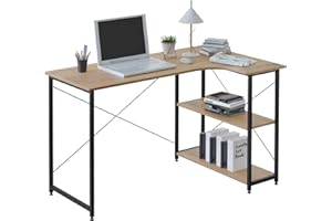 WOLTU TSB06hei Table d'ordinateur Table de Bureau Table de Travail en aggloméré et Acier,Environ 120x74x71,5 cm,12,8kg Noir+Nature