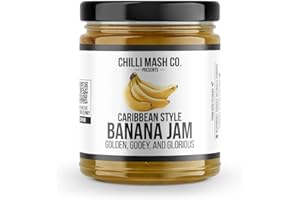 CHILLI MASH CO. Banana Jam 190g - Chilli Mash Co - Sweet, Fruity, Caribbean-Inspired Spread Made with Costa Rican Bananas, Sugar and Lime Juice