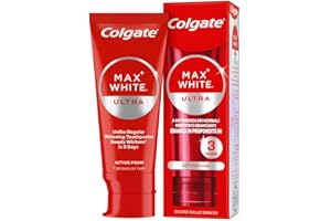 Colgate Dentifricio Sbiancante Max White Ultra Active Foam 50 ml I Denti Più Bianchi in Soli 3 Giorni * I Azione Ossigenata ad Assorbimento Profondo I Clinicamente Testato I Sbiancamento denti