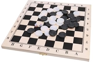 Inzopo Quality Draughts Checkers Set in Folding Board Wooden Case 29.5cm 64 fields