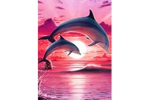 MXJSUA Kit per pittura diamante a mosaico fai da te 5D con diamantini DIY,diamond painting kit completo con delfino ricamo punto croce kit su tela, 30 x 40 cm