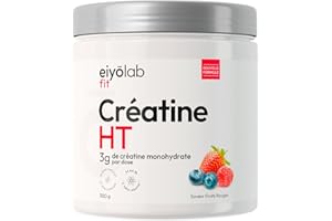 CREATINE HT | Créatine Monohydrate Pure en Poudre | Enrichie en Bêta-Alanine et HMB | Booster de Performances Musculaires | Sans Additifs | Mélange Facile Saveur Fruits Rouges | 300g | Eiyolab