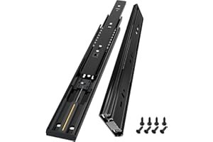 AOLISHENG 350mm guide per cassetti con cuscinetti a sfera chiusura automatica, montaggio laterale, metallo nero, capacità di carico 45kg, 1 paio (2 pezzi)