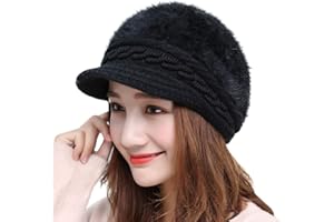 LONTG Wintermütze Barett Damen Frauen Strickmütze Winter Herbst modisch elegant Schirmmütze warm weich Baskenmütze Outdoor skifahren Verdicken Cashmere Wollmütze Knitted winddicht als Weihnachten Geschenk