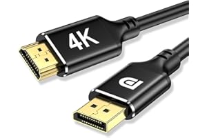 JOJOBNJ 4K Displayport to HDMI Cable 2M,Uni-Direction,4k@30Hz,2k@60Hz,1080p Full HD,DP(Source) to HDMI(Display) Cable,PVC Cord,Gold-Plated Plugs for Dell,NVIDIA,AMD,Lenovo,Monitor, Projector(2M)
