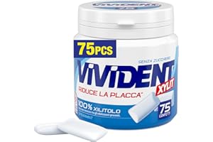Vivident Xylit Chewing Gum, Gomma da Masticare, Barattolo, Gusto Spearmint, con Xilitolo, Senza Zucchero, Confezione da 75 Confetti