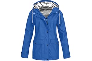 BOTCAM Chubasquero para mujer, tallas grandes, resistente al agua: chaqueta transpirable cortavientos de entretiempo, chaqueta para correr al aire libre para montar en bicicleta, con capucha 24D,
