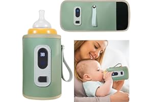 idudu Flaschenwärmer Baby Tragbarer Milchflaschenwärmer Unterwegs 5 Einstellbare Temperatur 38-55℃ LCD Display Milchwärmer Babykostwärmer Muttermilchwärmer Tasche für Hause Unterwegs Freien