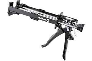 VERLINGER Pistola per Cartucce 2K – Applicatore per Adesivi Resine Epossidiche e Ancoranti Chimici 200+200 ml, Rapporto di Spinta 26:1, Nero, per Riparazioni, Costruzioni e Officina