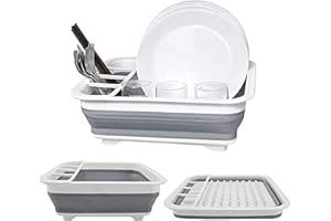 DLD D L D Rejilla de Secado de Platos Plegable, Rejilla de Secado de Platos pequeña, Rejilla de Secado de Platos portátil, escurridor de Platos Compacto (Gris) para cocinas y remolques de Viaje