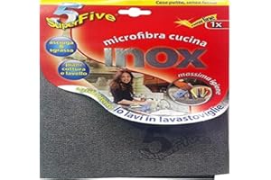 SUPERFIVE, Panno Inox, Panno in Microfibra Coagulata per Superfici in Acciaio Inox, Sgrassante e Lavabile in Lavastoviglie