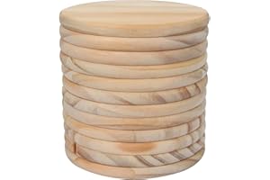 Lidzopas 20 Posavasos de Madera sin Terminar, Posavasos Redondos de Madera en Blanco, Posavasos de Mosaico para Bricolaje, Manualidades, Pintura, Pirografía