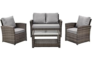 SVITA Roma Polyrattan Lounge Rattan Garten Möbel Set mit Sofa und Sessel Gartenlounge Essgruppe mit Tisch Braun