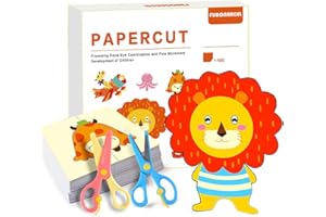 BERRY PRESIDENT Juego de actividades de corte de papel con tijeras, juego de manualidades para niños, habilidades de tijeras para niños, juguetes de desarrollo de aprendizaje temprano para niños y niñas en guardería