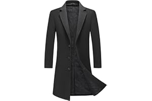MODFUL Herren Langer Wollmantel mit Kerbkragen Warmer Wintermantel Lässiger Peacoat Slim Fit