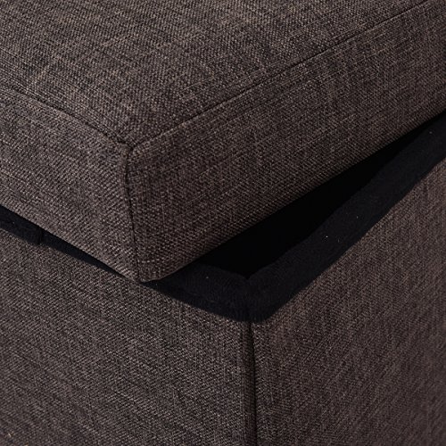 Costway Sitzhocker mit Stauraum Sitzwürfel Sitzbox Sitzbank Aufbewahrungsbox Ottomane faltbar Farbwahl 76x38x38cm (braun) - 4