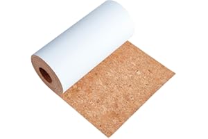 BENECREAT Rotolo di sughero adesivo da 5 m, fogli di carta in sughero naturale, flessibili da 150 mm, per scaffali/cassetti/cucina/decorazione da parete/sottobicchiere fatto in casa, spessore 0,5 mm