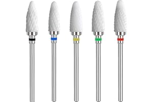 CXXTKCXXLC 5 Punte Fresa Unghie in Ceramica, Punta Rimozione Gel, Manicure Elettrico Accessori Professionali 3/32 Pollici per Manicure e Pedicure, Unghie Elettrica Manicure Pedicure Uso Domestico