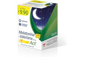 LINEA ACT Melatonina Act + Forte 5 Complex, Integratore Alimentare Potenziato dal + 5 Complex a Base di Melatonina e e Valeriana 45mg, 1 Confezione da 60 Compresse