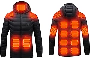 LUOLUOLUO Upgraded Heated Jacket for Men Women Clearance Electric Heated Coat with 15 Heating Zones USB Rechargeable Heating Down Jackets 3 Adjustable Temperature Washable Heated Clothing Camping Hiking Golf