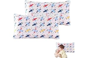 OUDQFCJ 2 pcs Taie d'Oreiller Enfant 100% Coton Housse de Coussin avec Fermeture Enveloppe Bébé et Tout-Petit pour Lit Bébé et Poussette (Avion)