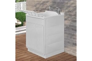 INBAGNO Mobile lavatoio in Resina, ideale per esterni e interni, 45x50-50x50-45x60-60x50-60x60, COMPLETO di asse lavaggio e kit sifone + piletta (60x60)