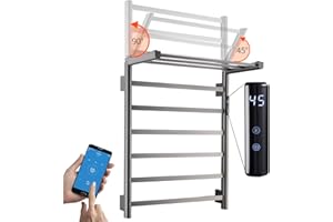 LNXGJJ Scaldasalviette Elettrico WiFi Intelligente Radiatore Scaldasalviette 620 x 500 mm 75 W Termoarredo Elettrico da Bagno Controllo Vocale Pieghevole Grigio Pistola Asciugabiancheria da Parete