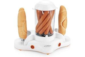 ‎HYUNDAI POWER PRODUCTS HYUNDAI Hot-Dog-Maker HDM 120 I 1-12 Würstchen I 1-6 Eier I Maiskolben kompatibel I 2 Ständer zum erhitzen von Brötchen I Kleiner Helfer für Wiener, Eier und Mais
