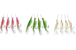 BLNTACKLE76 Set 3 Meeresvorfächer von Dega by Jenzi Makrelen-Shrimp Vorfach 4 Arme Leuchtend Norwegen fertig montiert Länge 150cm, Schnurstärke 0,60/0,40mm, Hakengröße 2