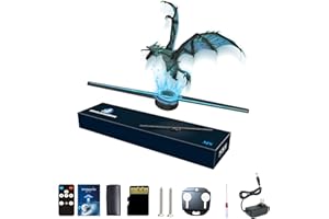 Missyou Proiettore di visualizzazione dell'ologramma 3D, 42CM 2 Lame 224 chip Luminose Macchina pubblicitaria di proiezione olografica tridimensionale ad alta definizione per Android WiFi (nero)